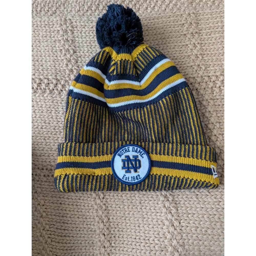 Notre Dame Fighting Irish Knit Beanie Pom Hat New Era EST 1842 Irish